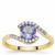 AA Tanzanite Ring with White Zircon in 9K Gold 1cts