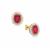 Bemainty Ruby Earrings with White Zircon in 9K Gold 4.35cts