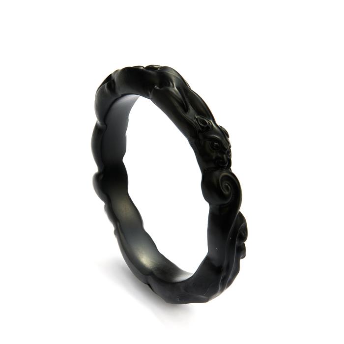 Khotan Black Jade Carved Bangle 210cts | Gemporia