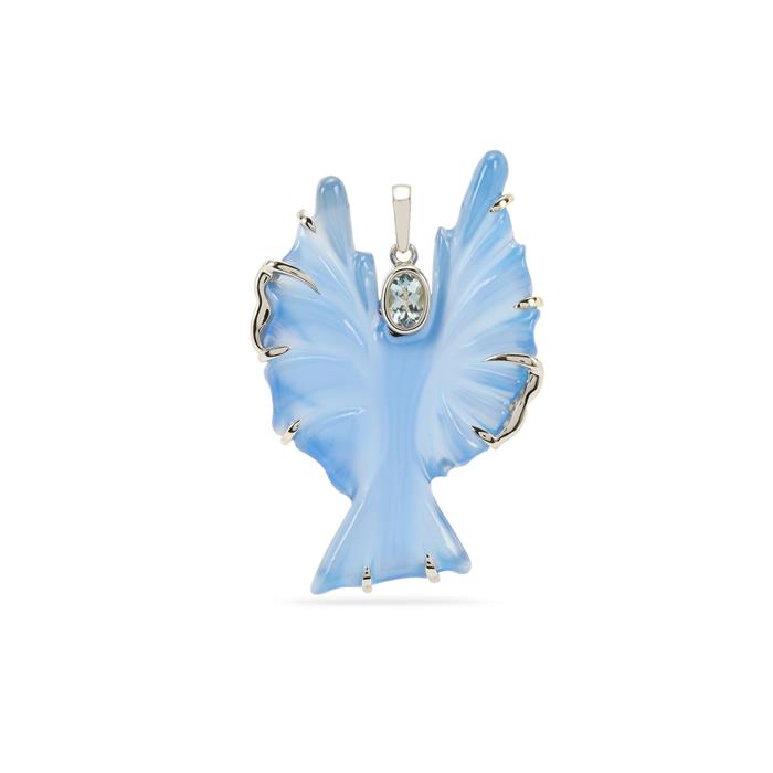 Lehrer Angel Wings Blue Chalcedony Pendant with Santa Maria