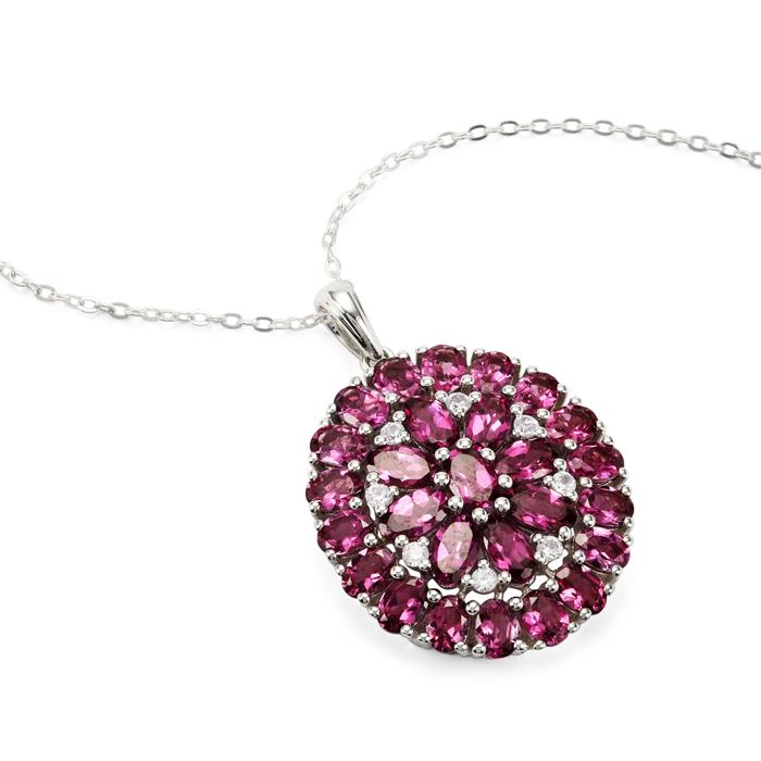 Bishop's Garnet Pendant with White Zircon in Sterling Silver - Main Image