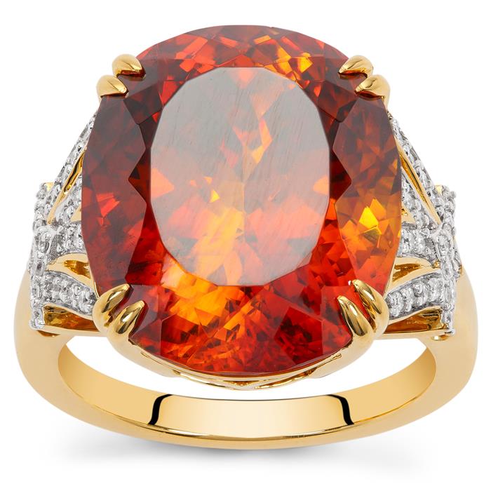 Sphalerite & Diamond 18K Gold Lorique Ring MTGW 20.98cts