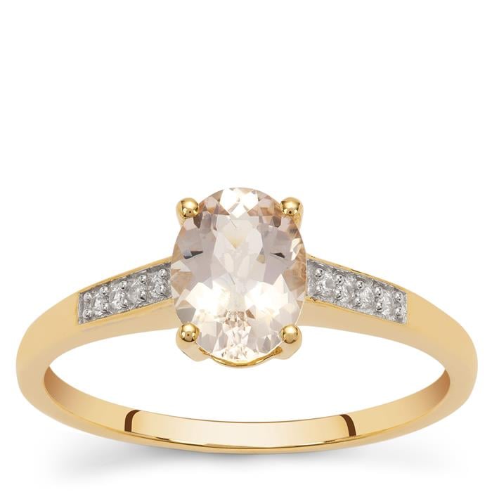 Peach Morganite & White Zircon 9K Gold Ring ATGW 1ct | Gemporia