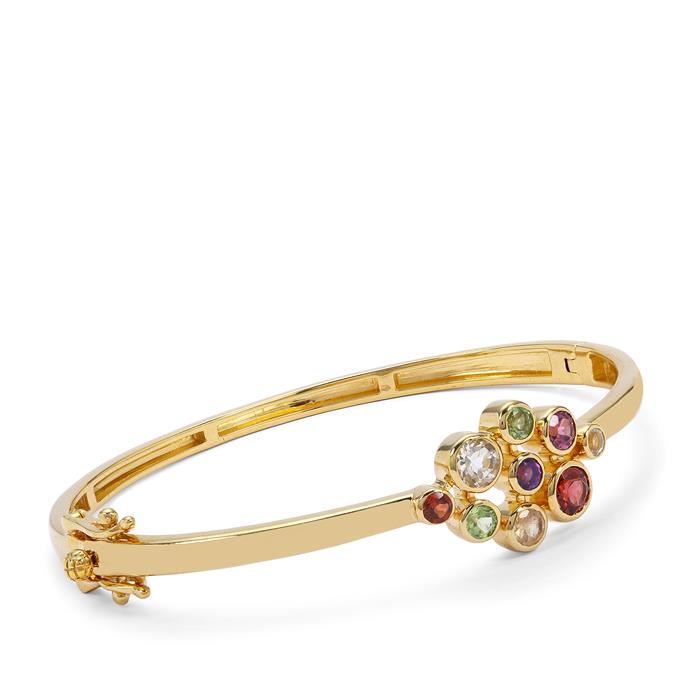 Multi-Gemstone Bangle in Gold Plated Sterling Silver