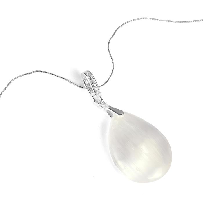 Selenite Pendant with White Zircon in Sterling Silver 21.55cts