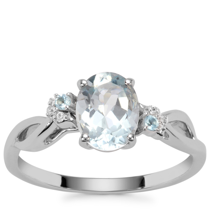 Aquamarine Marambaia London Blue Topaz White Zircon 9K White Gold Ring ATGW 1.15cts