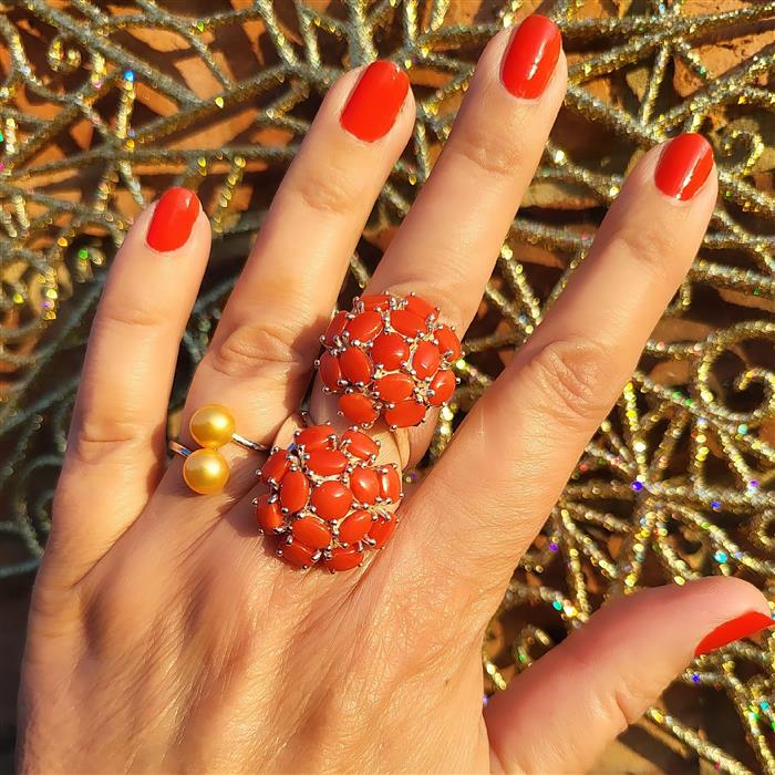 Red Coral Ring in Sterling Silver 13.90cts | Gemporia