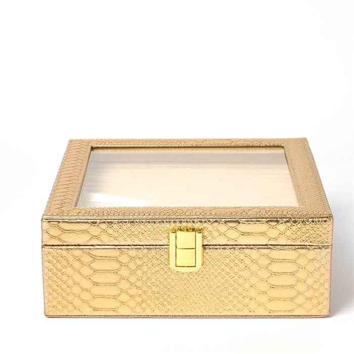 Kimbie Pu Two Layer Ring Box (Holds 182 Rings) - Available in Gold