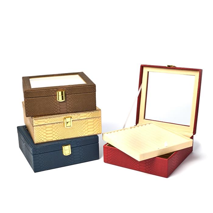 Kimbie Pu Two Layer Ring Box (Holds 182 Rings) - Available in Gold