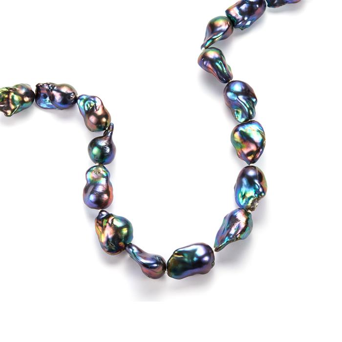 Baroque Rainbow Peacock Blue Freshwater Cultured Pearl Necklace