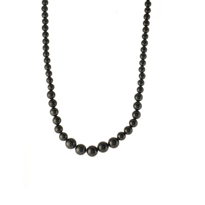 Black Tourmaline Necklace with Magnetic Lock in Sterling Silver