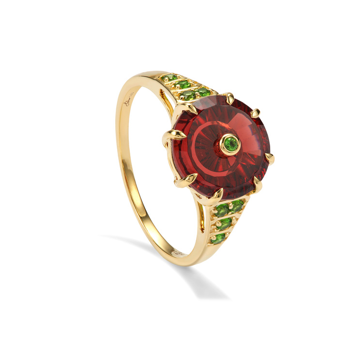 Glenn Lehrer TorusRing Rajasthan Garnet Ring with Chrome Diopside