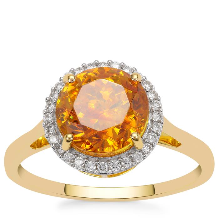 Aliva Sphalerite & Diamonds 18K Gold Tomas Rae Ring MTGW 3.78cts