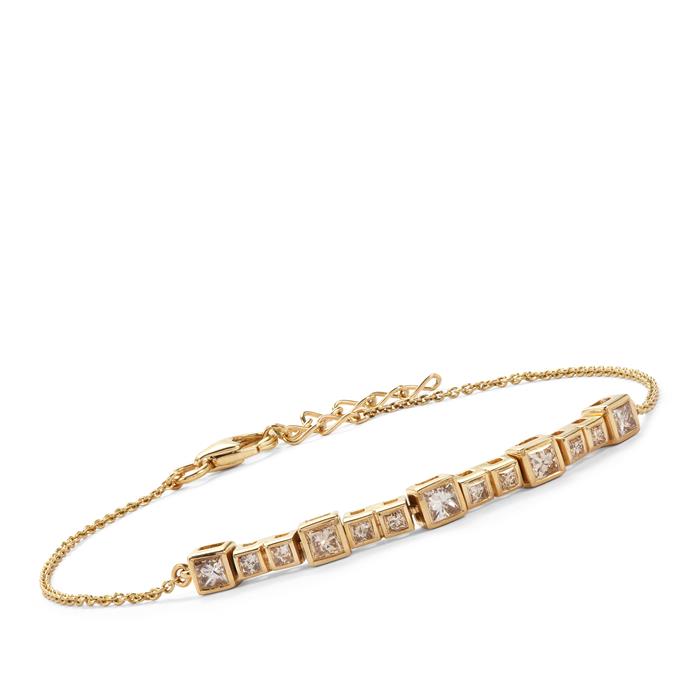 SGL Certified Natural Champagne Bracelet With 14K Fish Lock in 9K