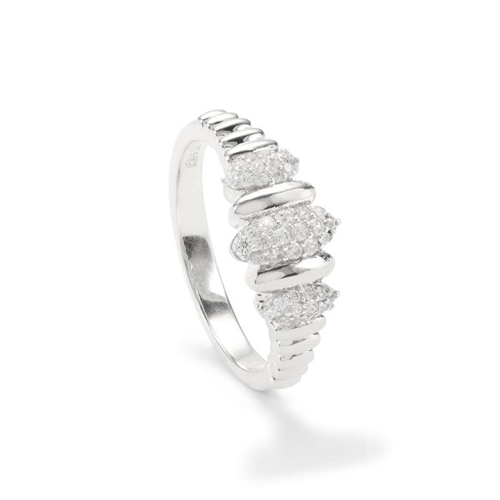 18K White Zircon Fashion Ring