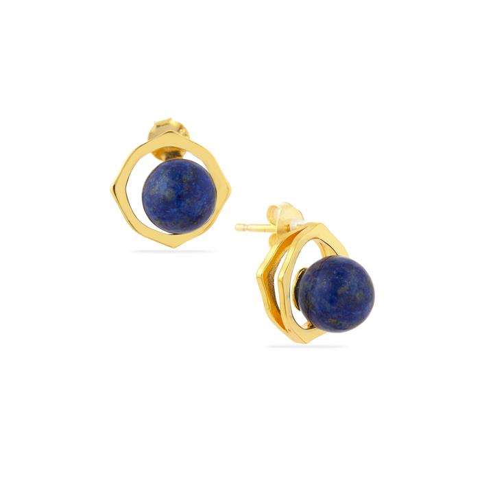 Sar-i-Sang Lapis Lazuli Earrings in Gold Tone Sterling Silver 7cts