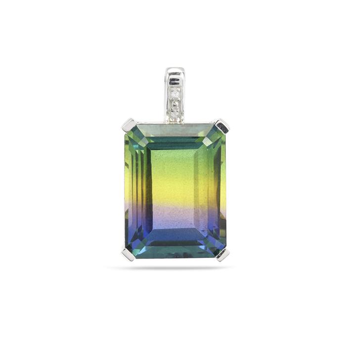 【BINBIN♡ 】 Rainbow Bi Colour Quartz Pendant with White Zircon in