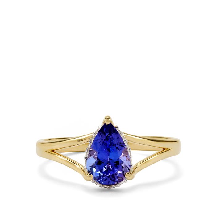 AAA Tanzanite Ring with White Zircon in 9K Gold 1.40ts | Gemporia