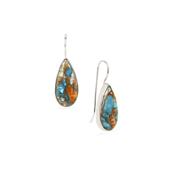 18cts Multi-Colour Oyster Copper Mojave Turquoise Sterling Silver Aryonna  Earrings