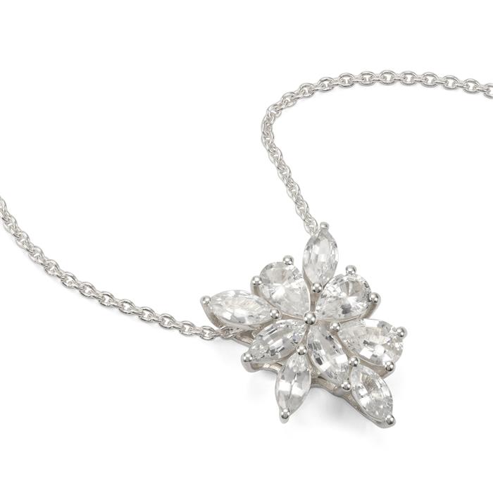 Ceylon White Sapphire Necklace Pendant in Sterling Silver