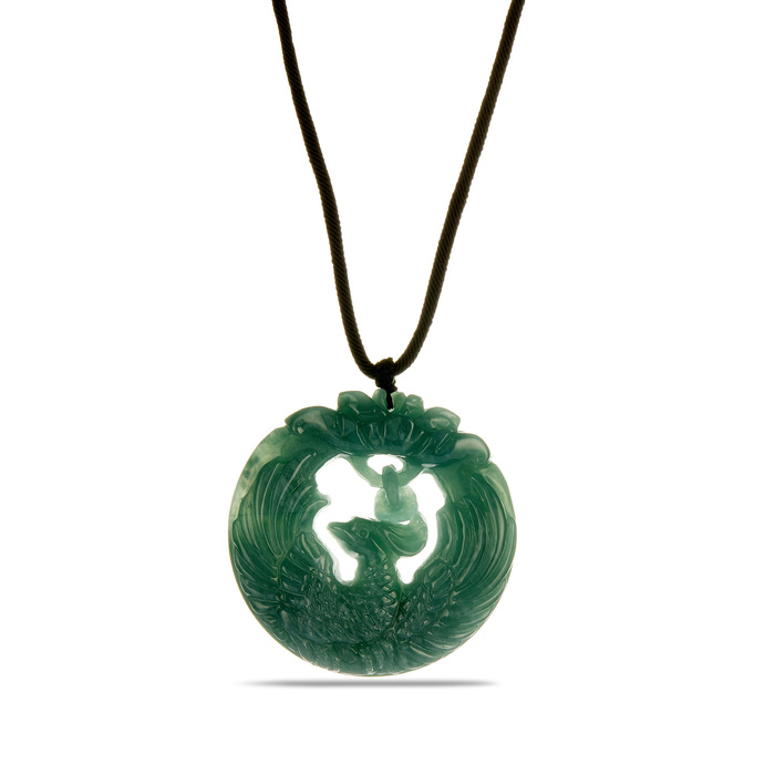 ◆629◆【JADEX 公式アカウント 01 】記念メダル 1930年 Type A Olmec Jadeite Carved Phoenix Rope Necklace 240cts | Gemporia