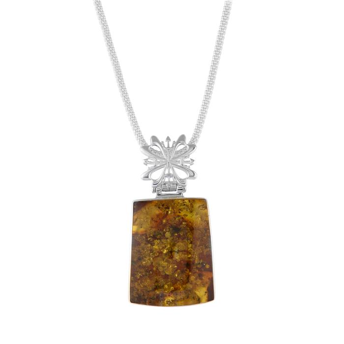Baltic Amber Necklace in Sterling Silver x 30mm) Gemporia