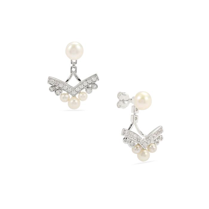 6mm Cultured Freshwater Pearl Euro Wire Earrings