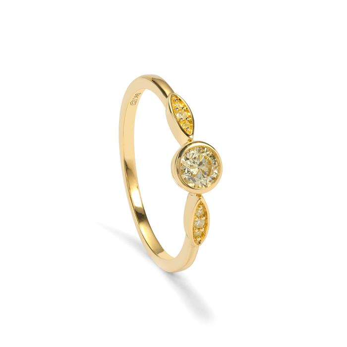 Ellendale Fancy Yellow Diamond, Canary Diamond Ring in 9K Gold