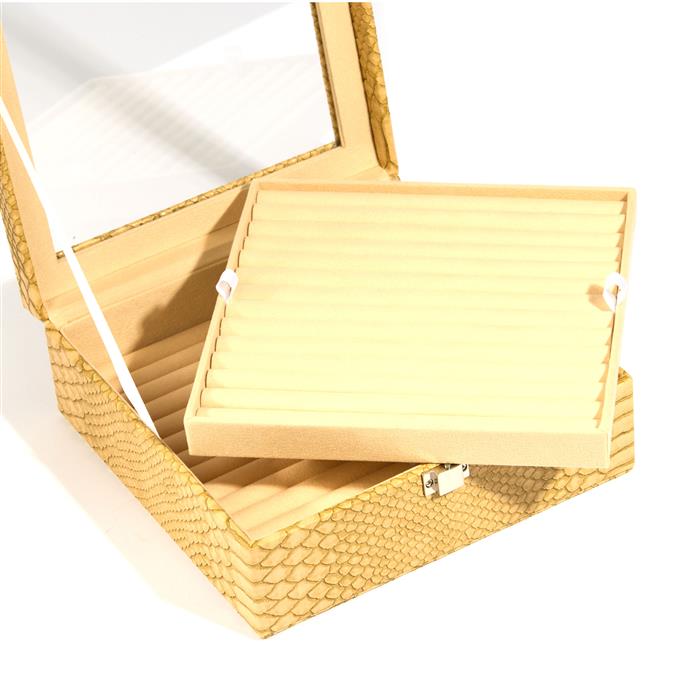 Kimbie Pu Two Layer Ring Box (Holds 182 Rings) - Available in Gold