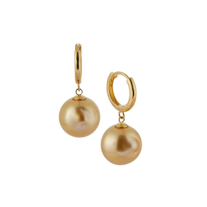 Golden South Sea Pearl Earrings in 18K Gold (9mm) Gemporia