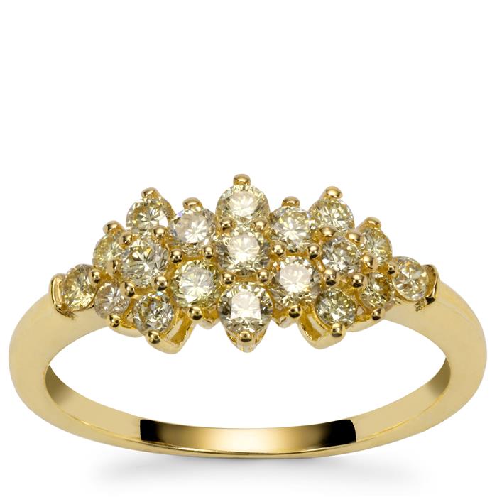 Natural Yellow Diamond Ring in 9K Gold Gemporia