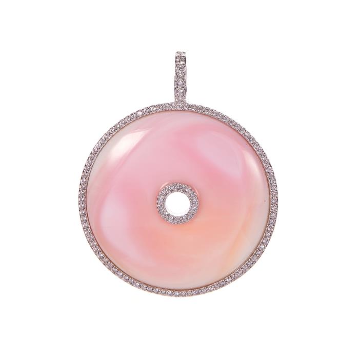 Queen Conch Shell Pendant with White Zircon in Sterling Silver